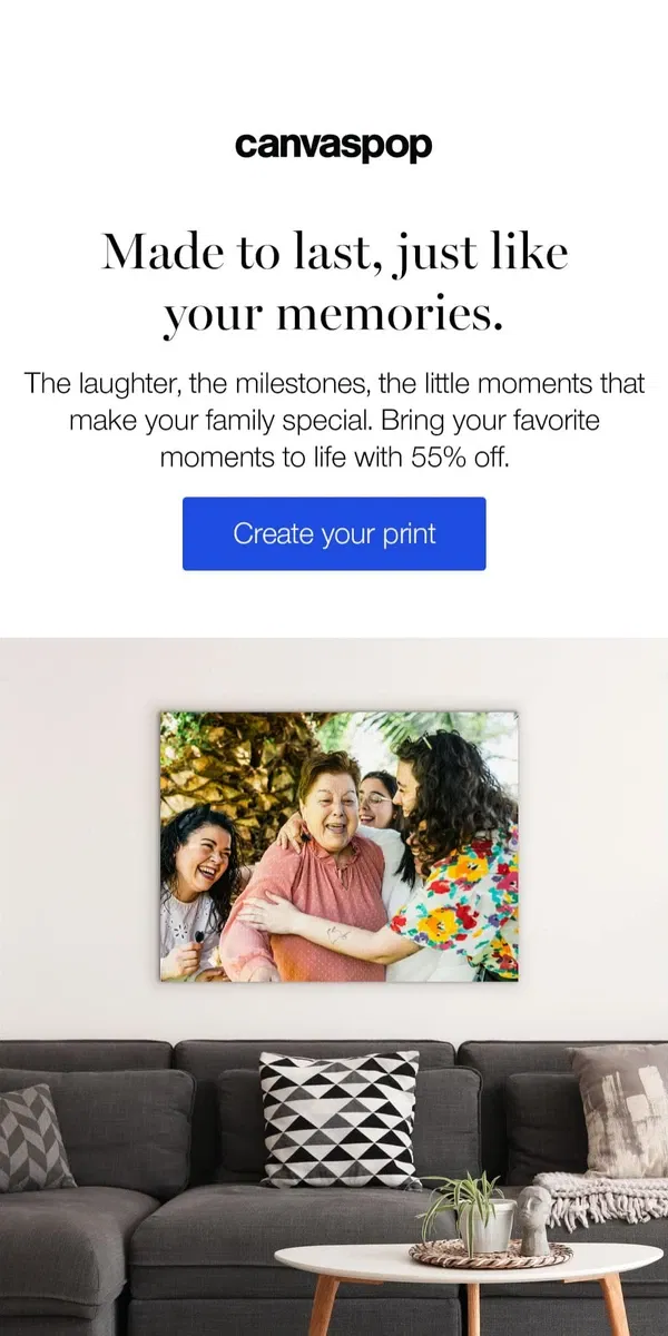 Email from Canvaspop. Family memories deserve the spotlight! 👨‍👨‍👧‍👦