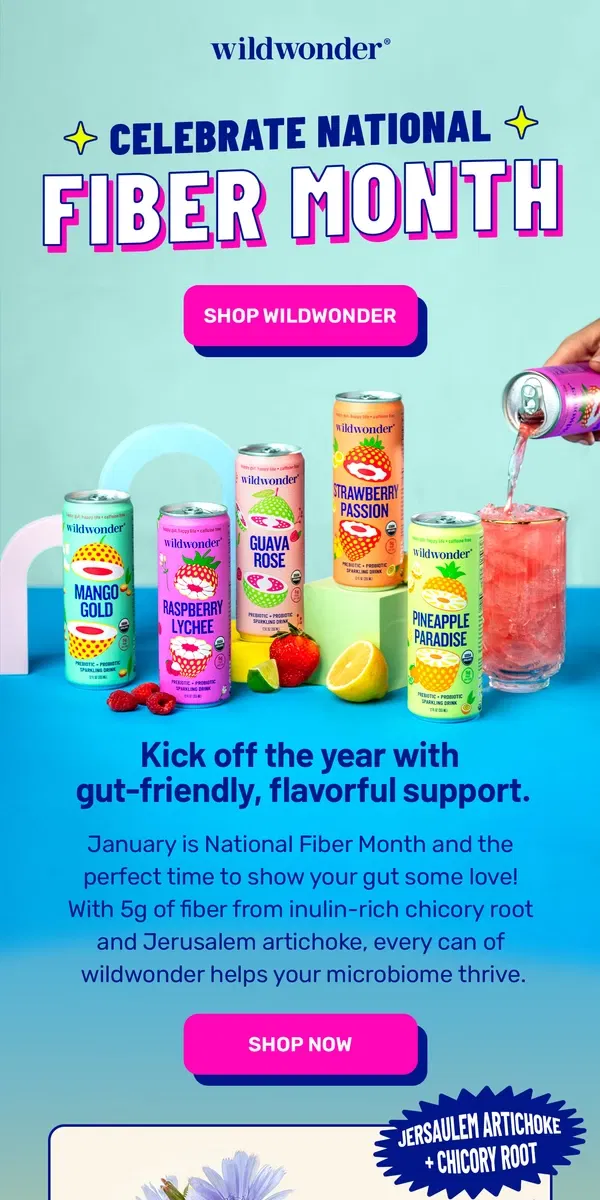 Email from wildwonder. 20% of your daily fiber intake 🤯