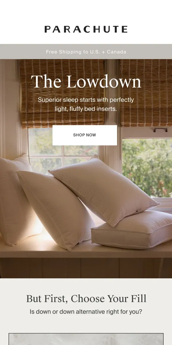 Email from Parachute Home. Shhhh…The Secret To Great Sleep Revealed