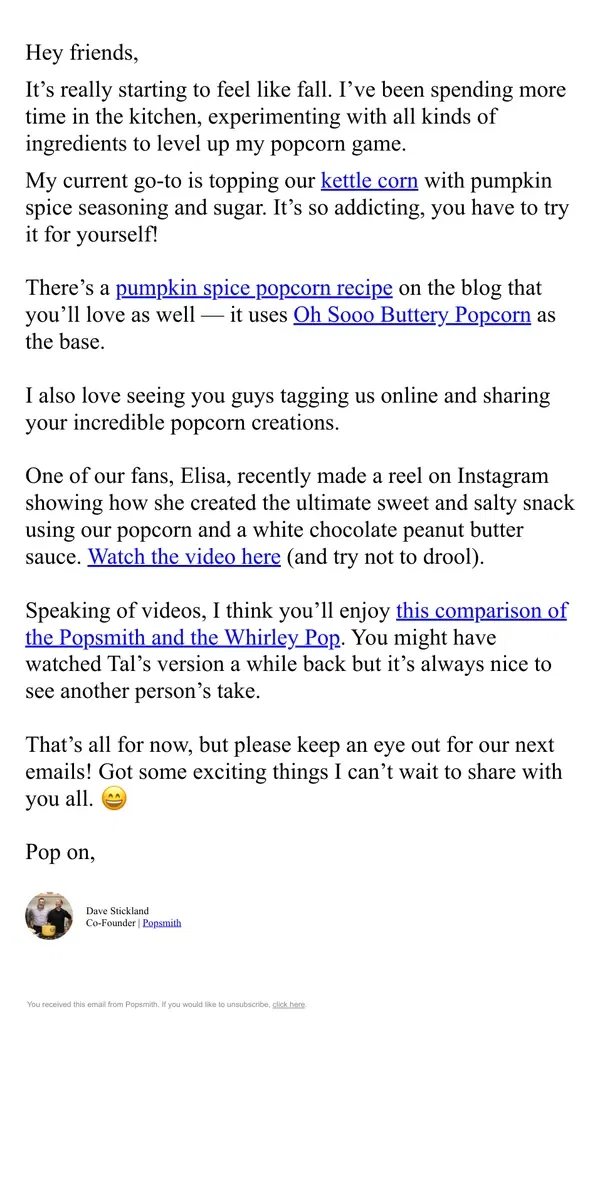 Email from Popsmith. Recipes, reviews, and more fun stuff ✨