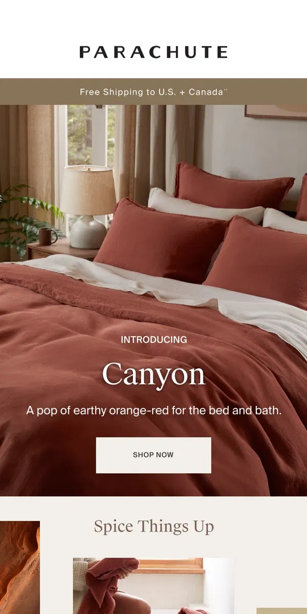 Email from Parachute Home. CANYON: The New *It* Hue