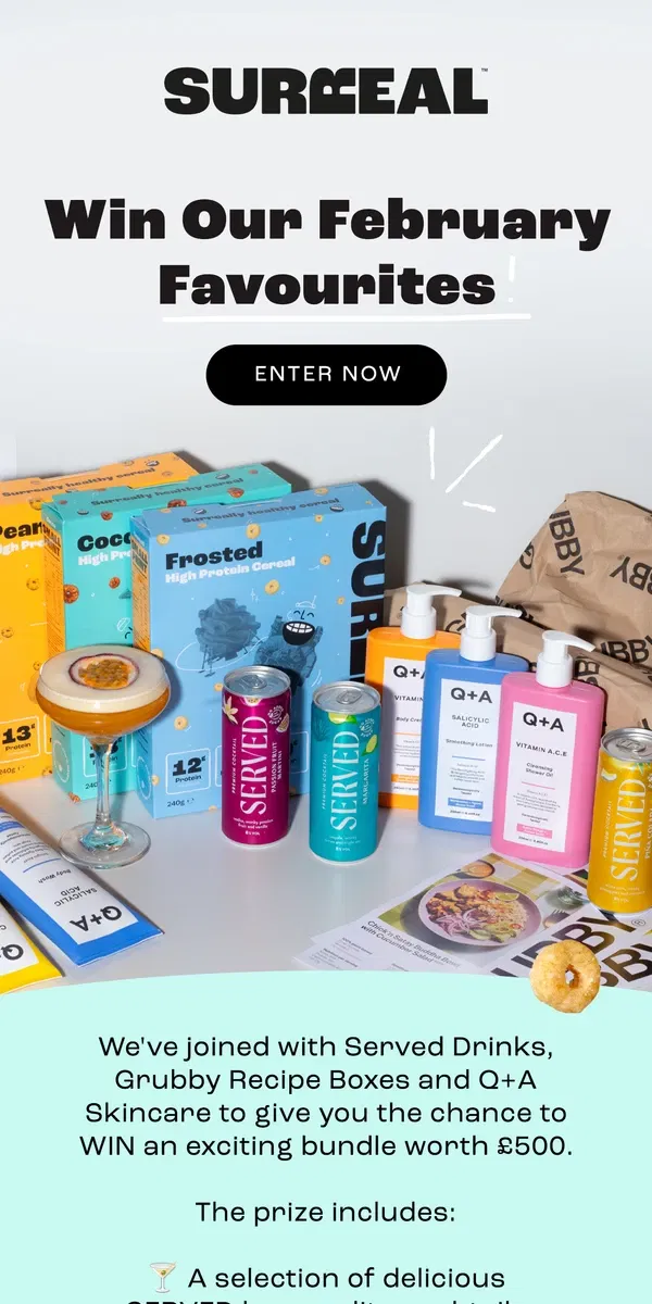 Email from Surreal. Win an exciting bundle worth £500