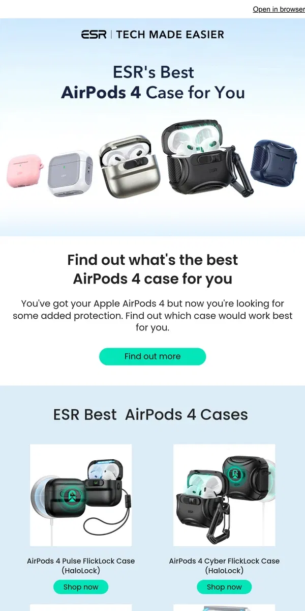 Email from ESR. [ESR Blog] Find out what's the best AirPods 4 case!