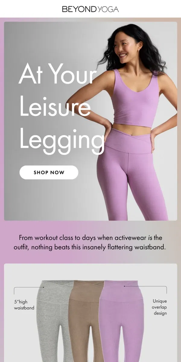 Email from Beyond Yoga. This Waistband Flatters Every Body