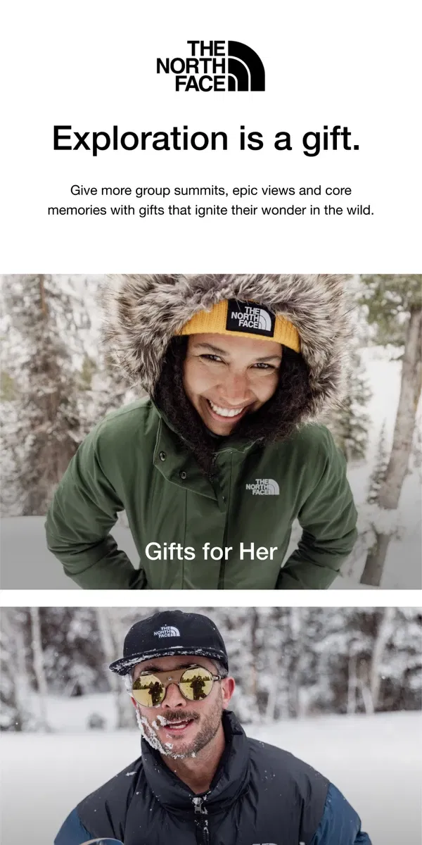 Email from The North Face. Gifts for anyone on your list 🎁