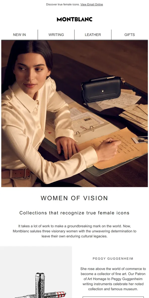 Email from Montblanc. Inspiring women, inspiring stories