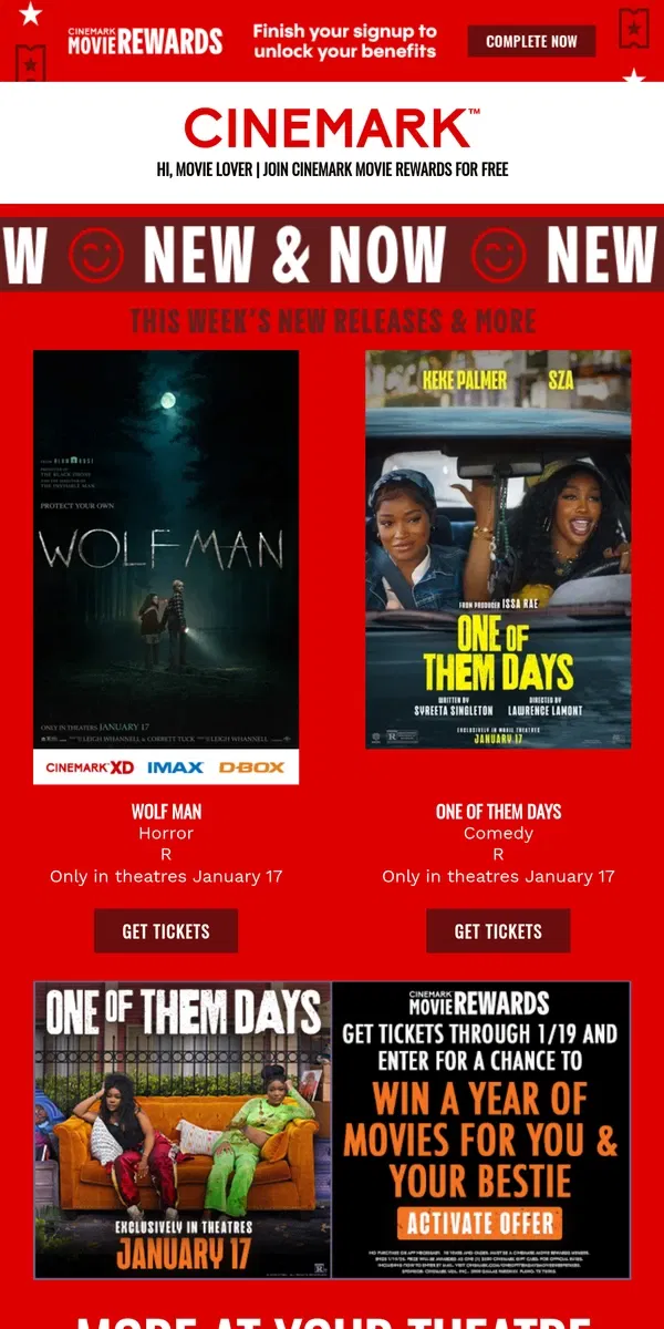 Email from Cinemark. See what's New & Now at Cinemark