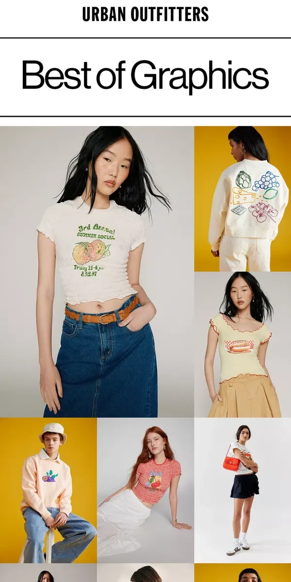 Email from Urban Outfitters. on the menu: NEW GRAPHICS