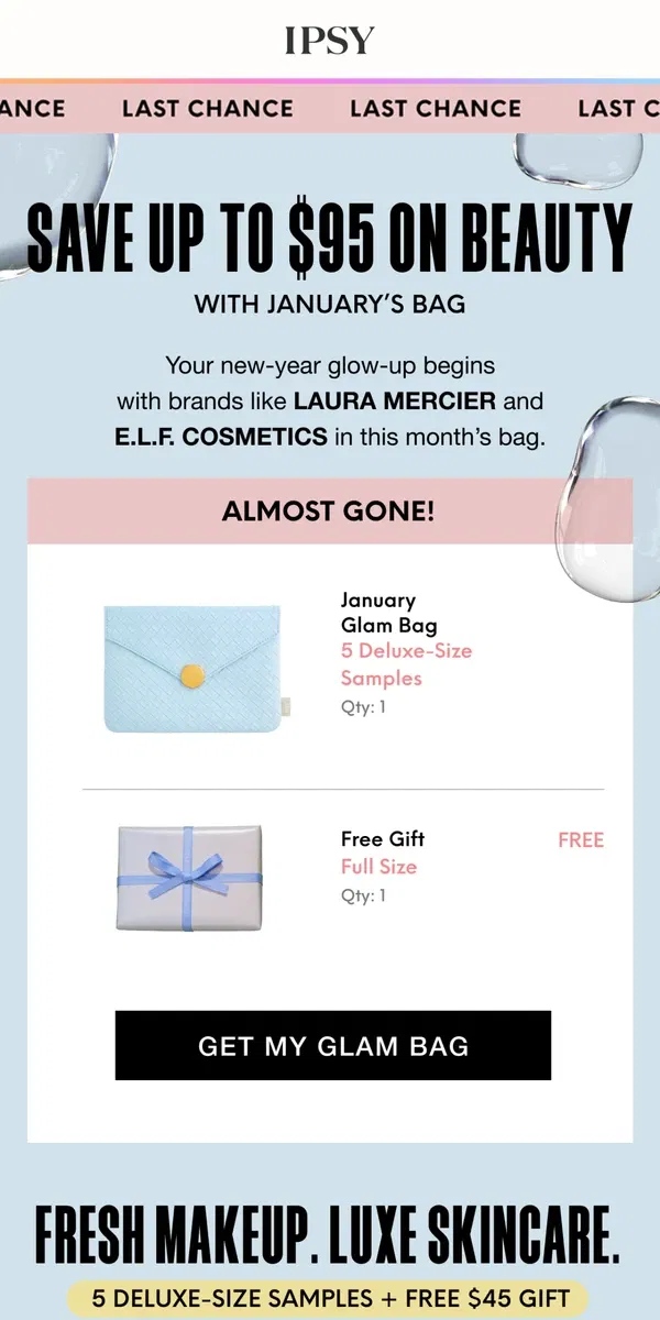 Email from BoxyCharm by IPSY. Save up to $95 on beauty with Glam Bag