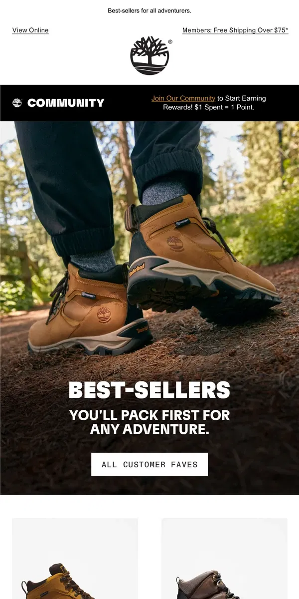 Email from Timberland. Top-rated, well-traveled & most-loved.