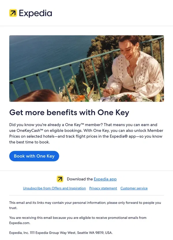 Email from Expedia. The key to saving on your next trip