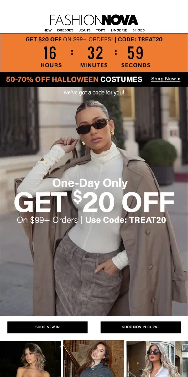 Email from Fashion Nova. 💸TODAY ONLY: $20 Off Ur Order!💸