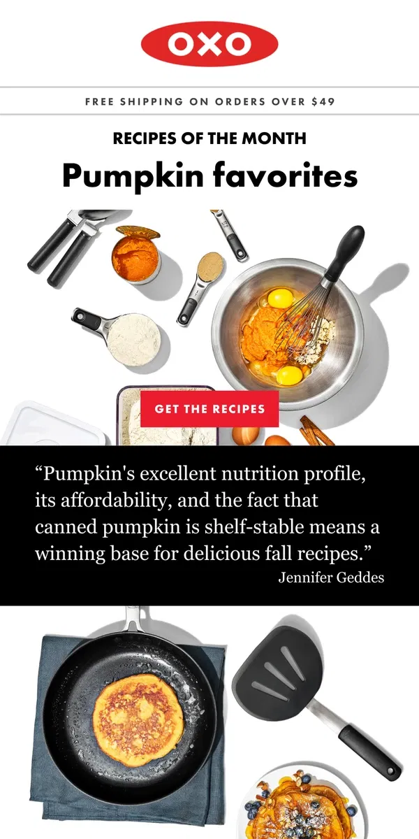 Email from OXO. 5 easy pumpkin purée recipes