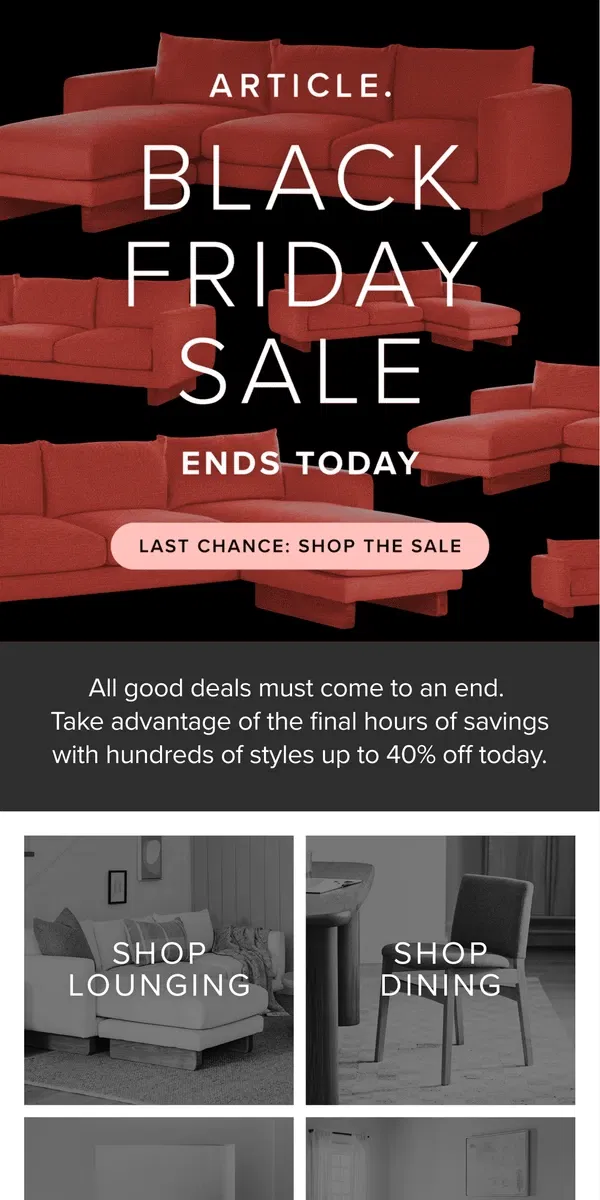 Email from Article. Last chance: Black Friday Sale ends today