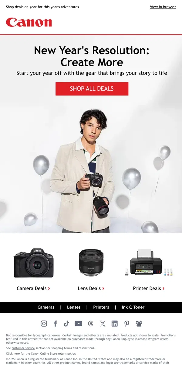 Email from Canon. New Year, New Gear✨