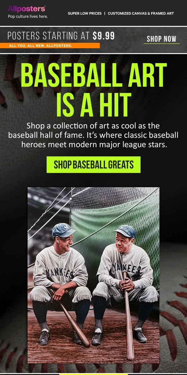 Email from AllPosters. ⚾Art that hits a home run