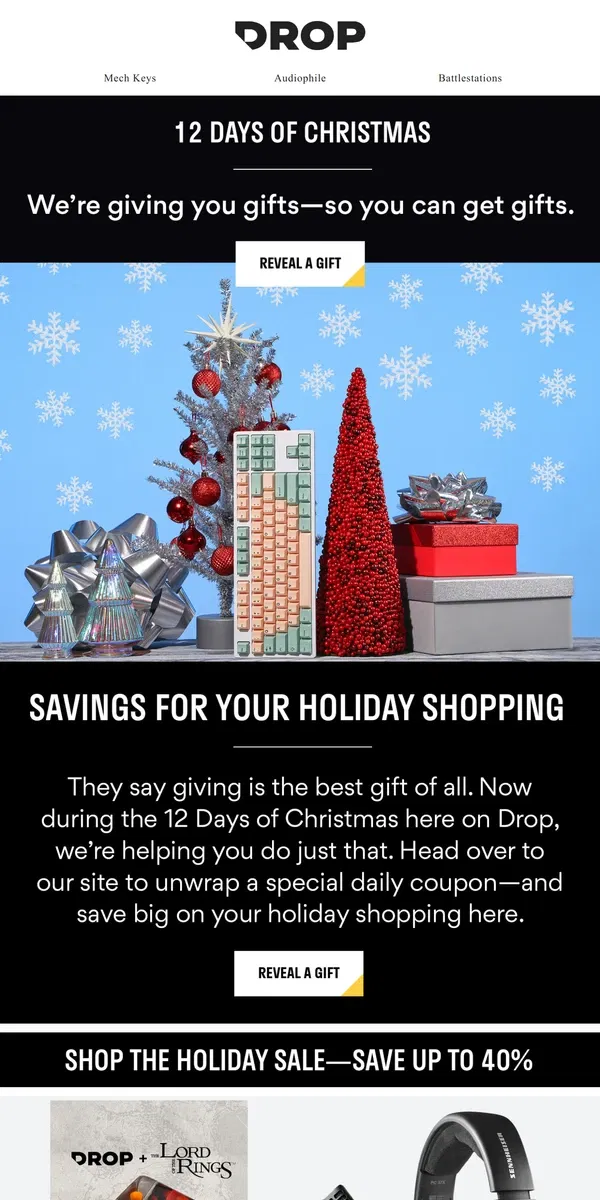 Email from Drop. Holiday Shop With These Coupons