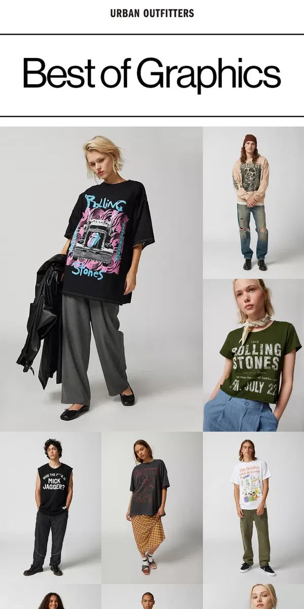 Email from Urban Outfitters. classic. rock. graphics. →