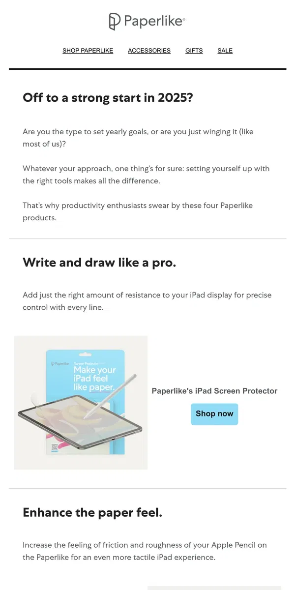 Email from Paperlike. Your iPad is powerful—these tools make it unstoppable.