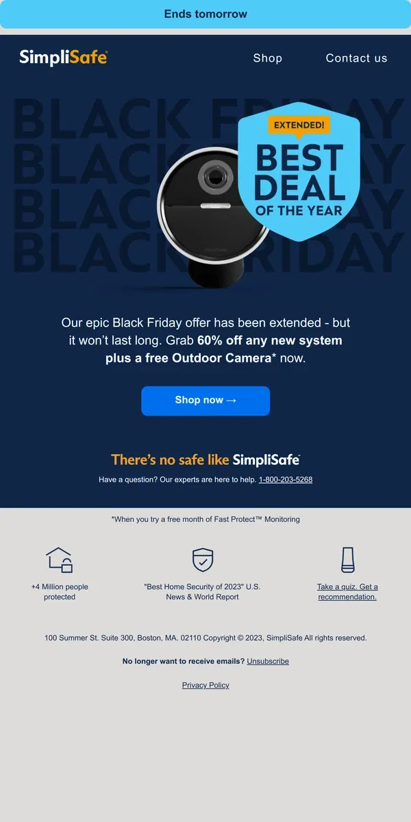 Email from SimpliSafe. Black Friday extended! Don’t miss it.