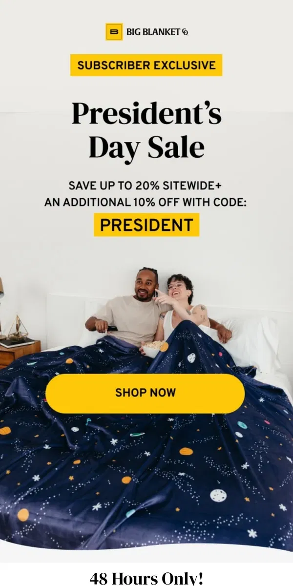 Email from Big Blanket Co. 🇺🇸 Exclusive President's Day Deal