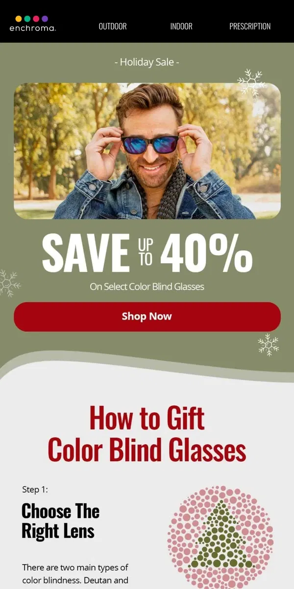 Email from EnChroma. How To Gift Color Blind Glasses