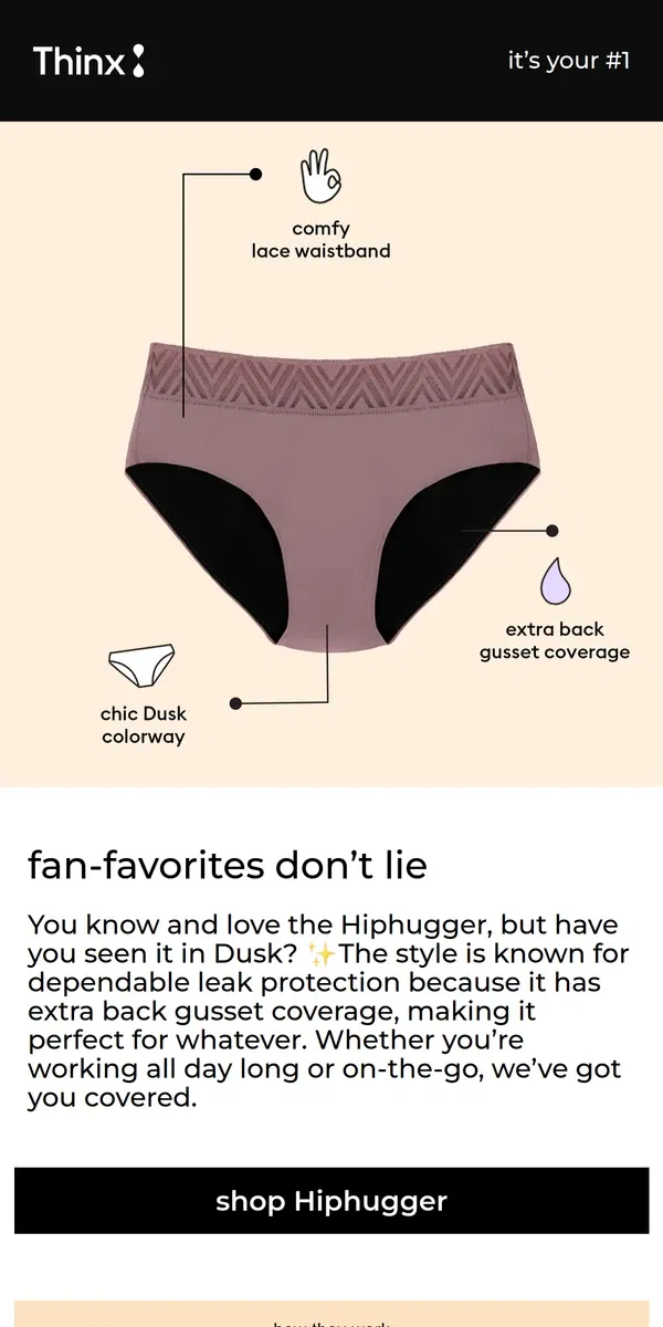 Email from Thinx. Chic, comfy & totally you 💅