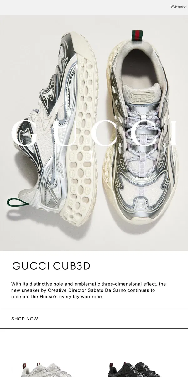 Email from GUCCI. New Sneaker Drop: Gucci cub3d