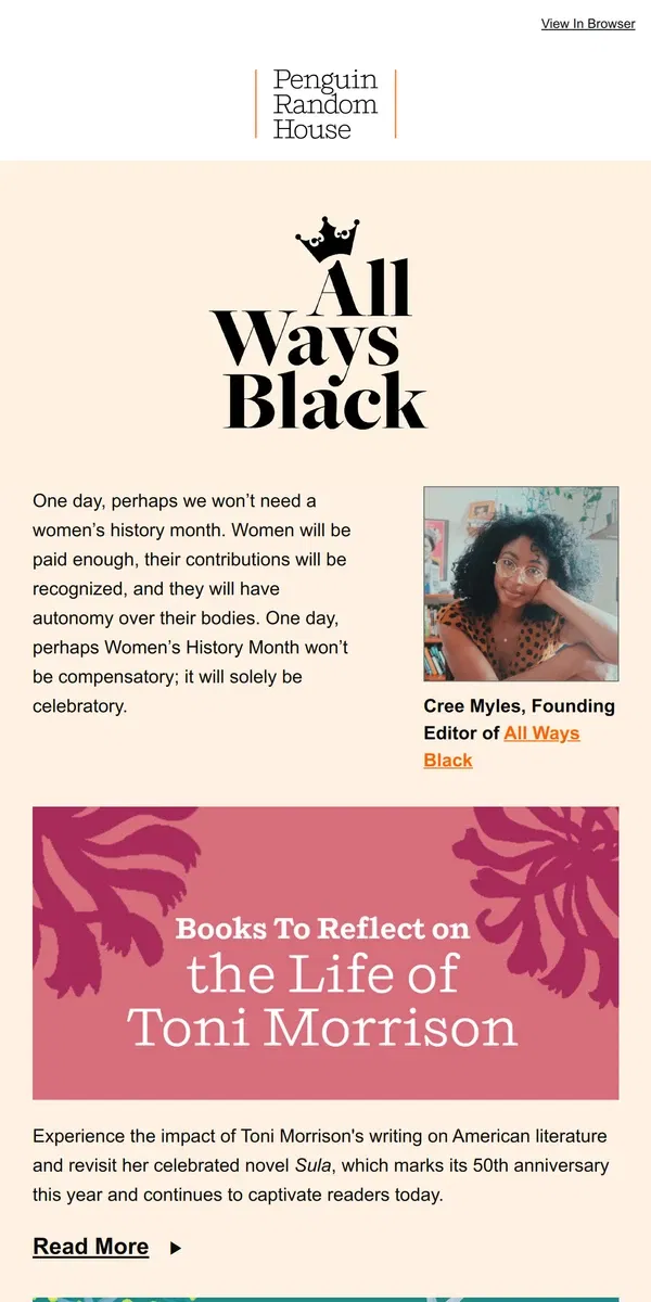 Email from Penguin Random House. Celebrate Women's History With All Ways Black