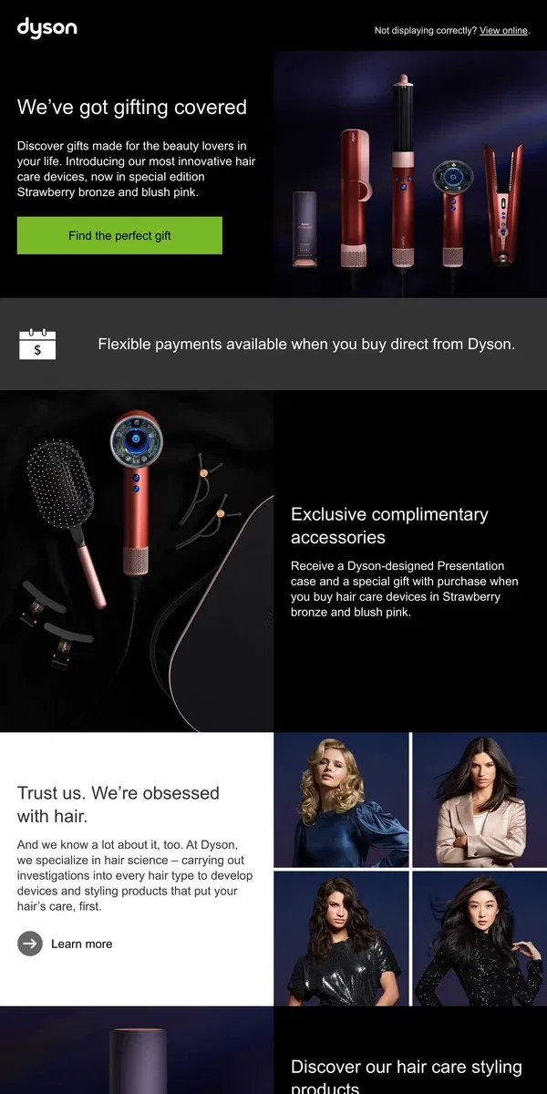 Email from Dyson. Unwrap Strawberry bronze