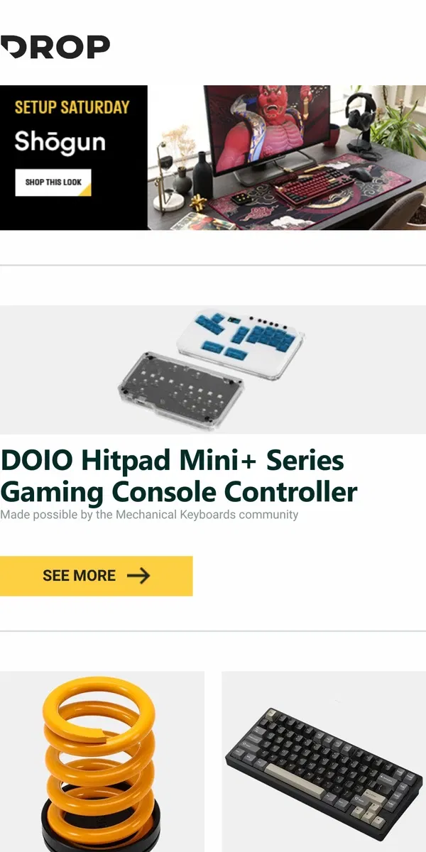 Email from Drop. DOIO Hitpad Mini+ Series Gaming Console Controller, DOIO Suspension Pen Holder, WOBKEY Rainy75 Mechanical Keyboard and more...