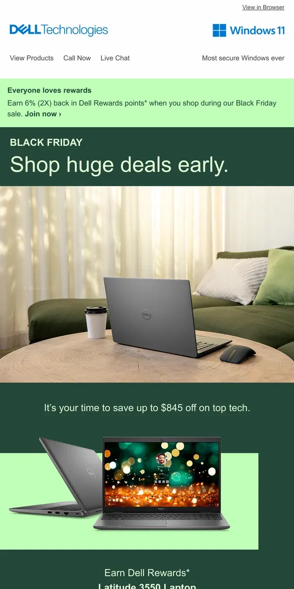 Email from Dell. Black Friday limited-time deals inside.