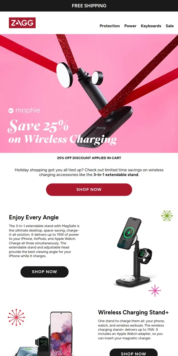 Email from ZAGG. Great Gift Ideas 25% Off