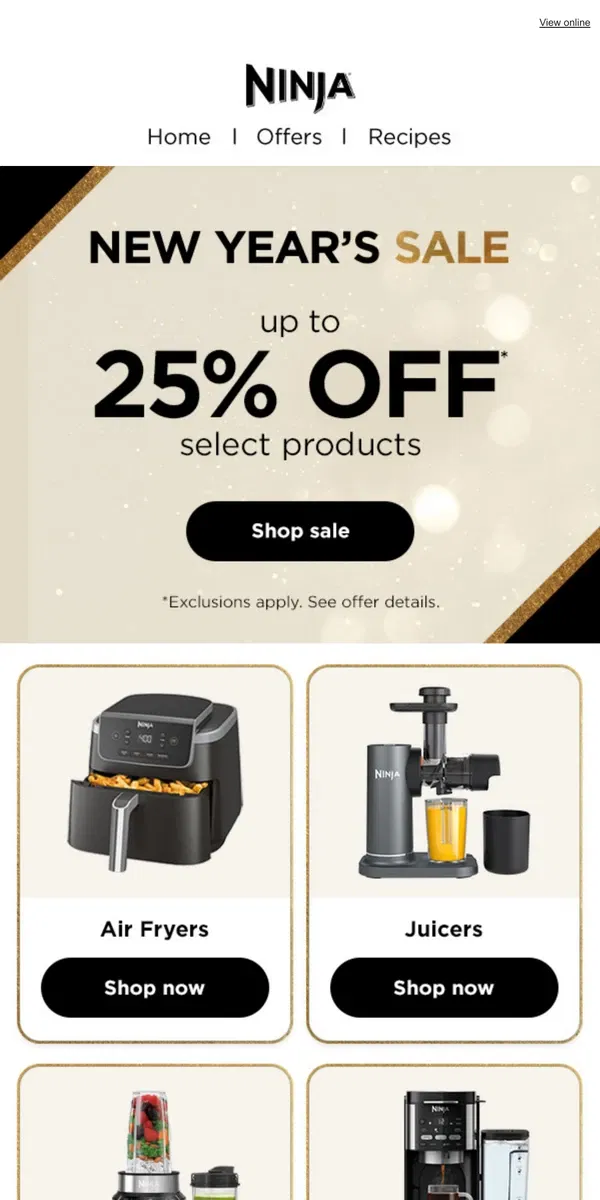 Email from Ninja Kitchen. Don't let the ball drop on these savings.