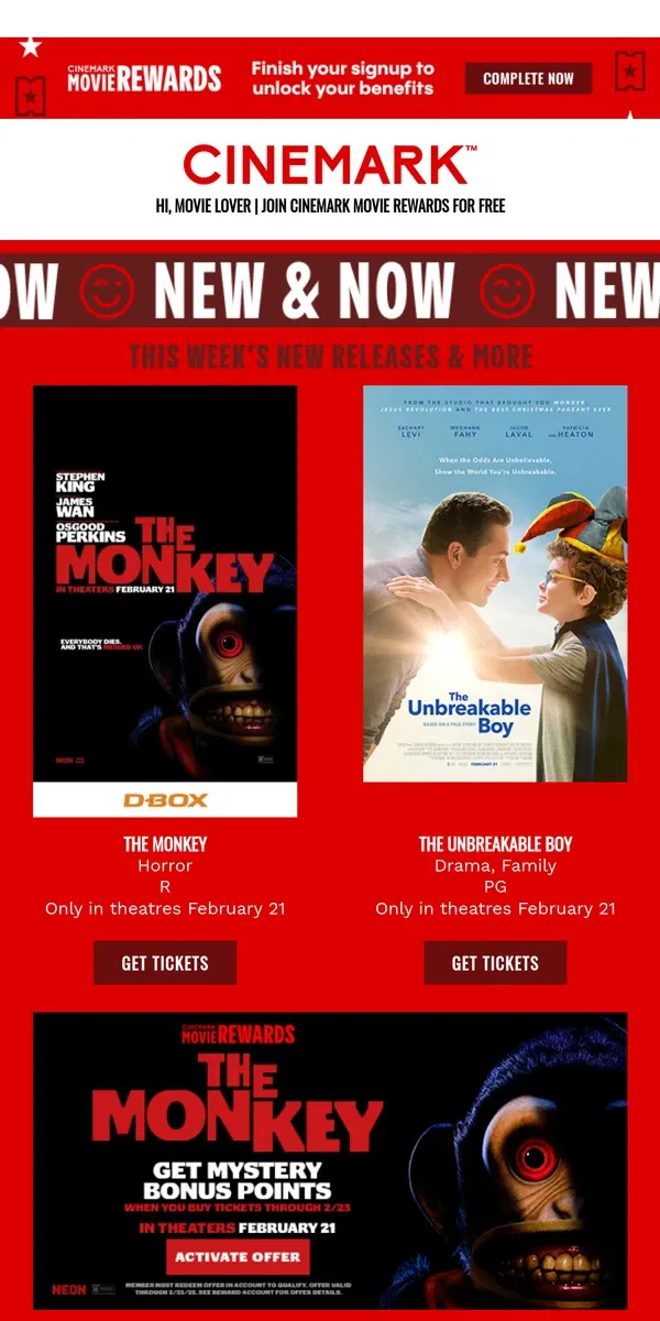 Email from Cinemark. See what's New & Now at Cinemark