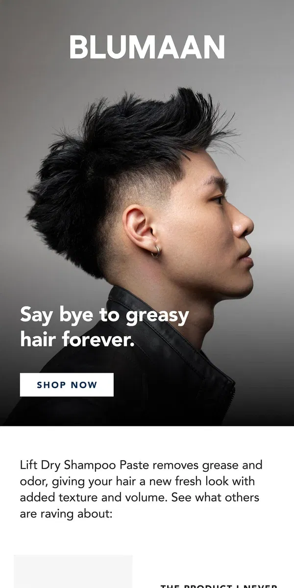 Email from BluMaan. The Secret to Grease-Free Hair is Here!