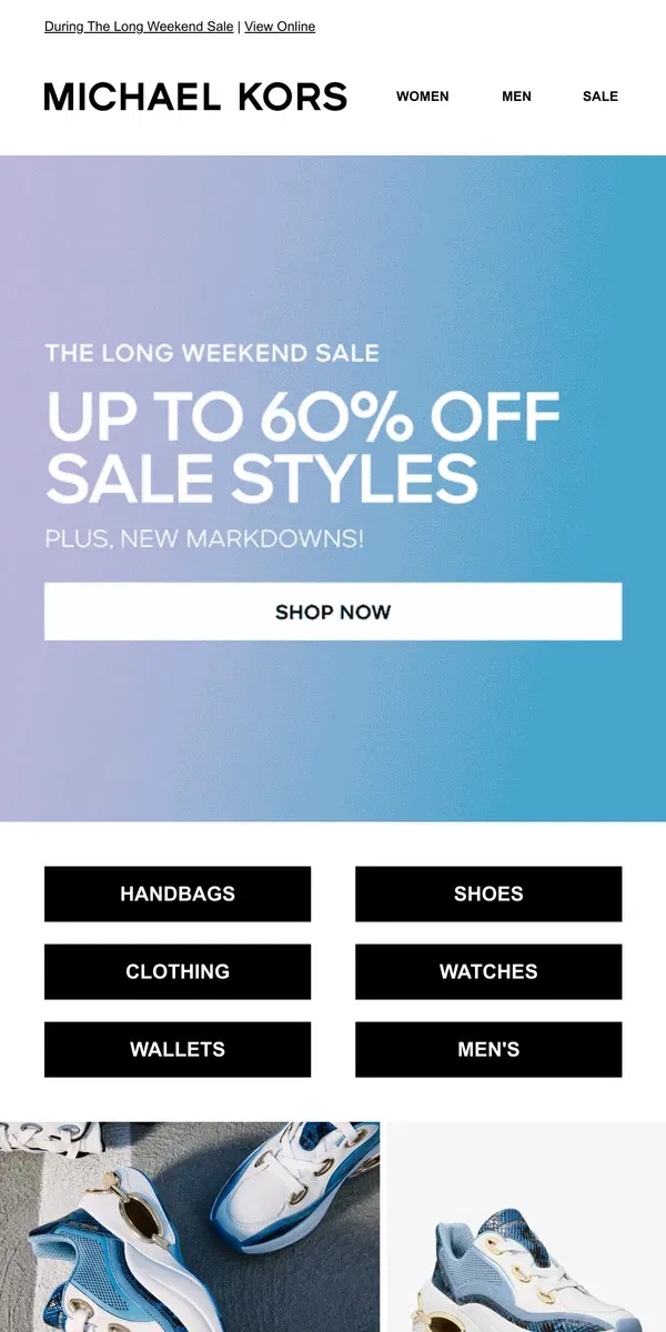 Email from Michael Kors. Take Up To 60% Off New Markdowns