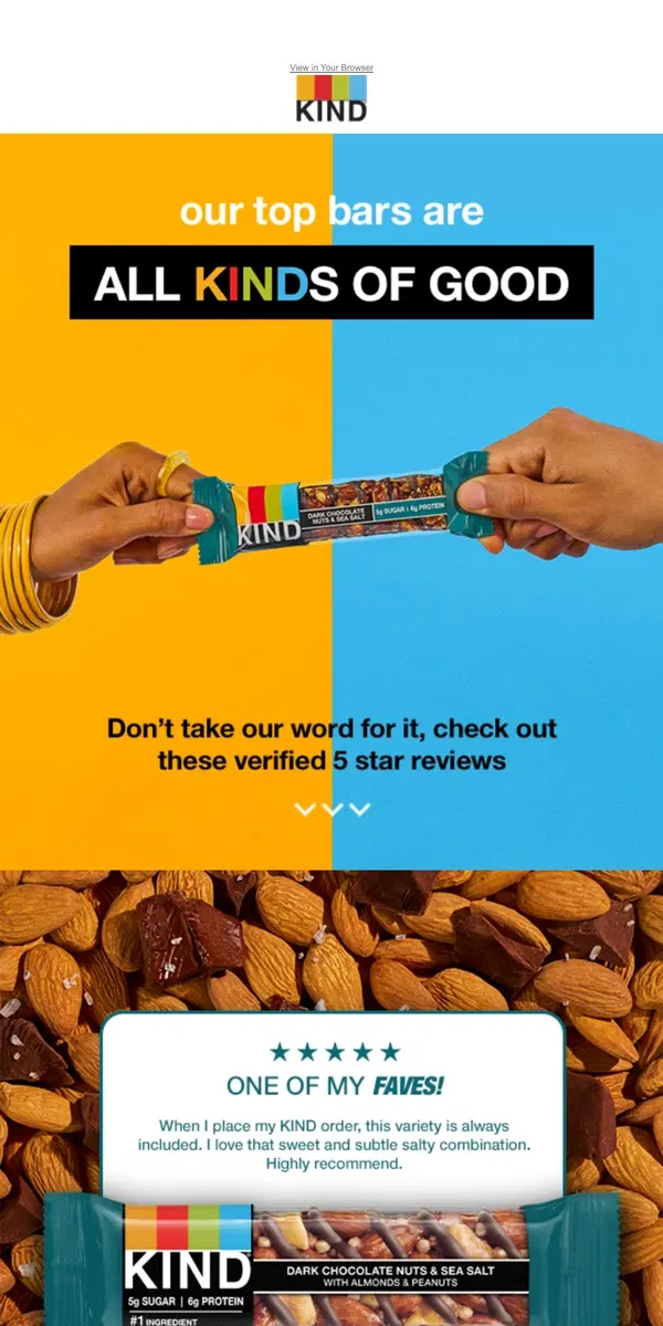 Email from KIND. KIND Nut Bar lovers have spoken!