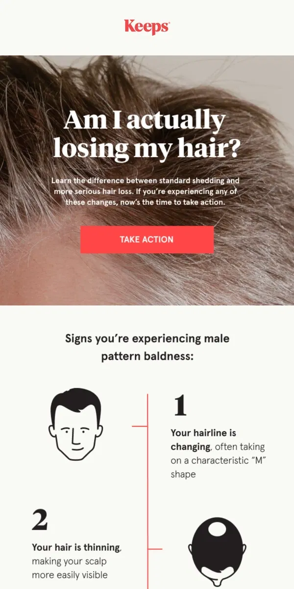 Email from Keeps. Am I actually losing my hair?