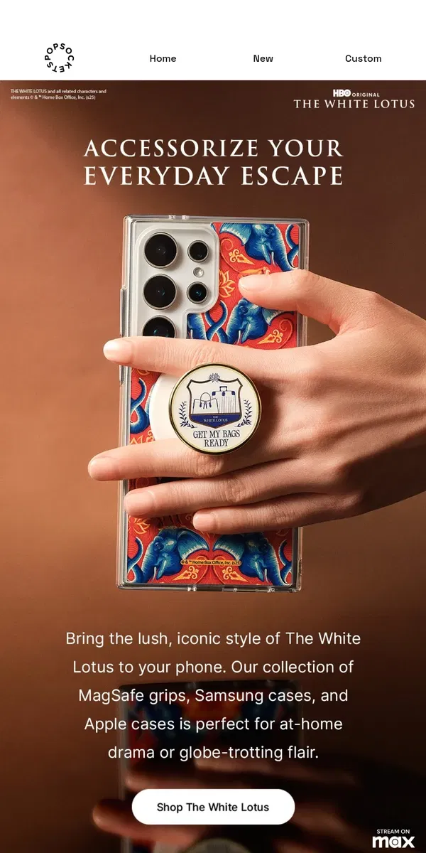 Email from PopSockets. The White Lotus collection: stylish, scandalous, swappable 🧳