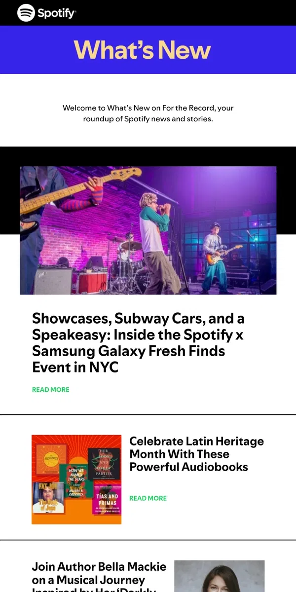 Email from Spotify. Inside Spotify x Samsung Galaxy's Fresh Finds Event in NYC