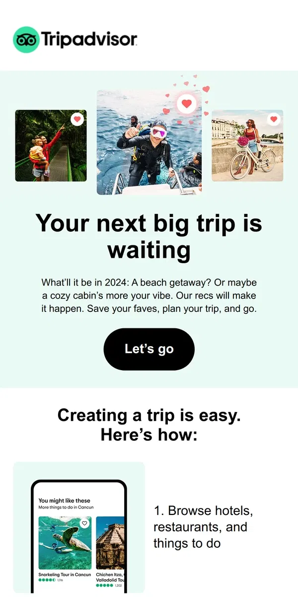 Email from Tripadvisor. Planning a trip in 2024? Start here.