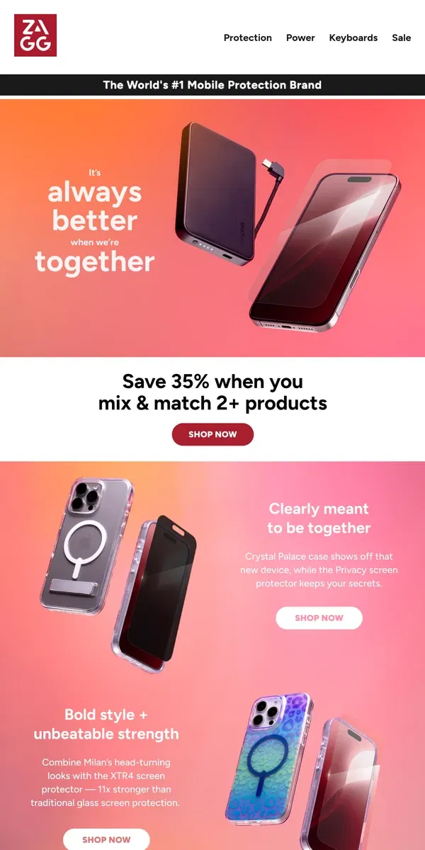 Email from ZAGG. Always Better Together