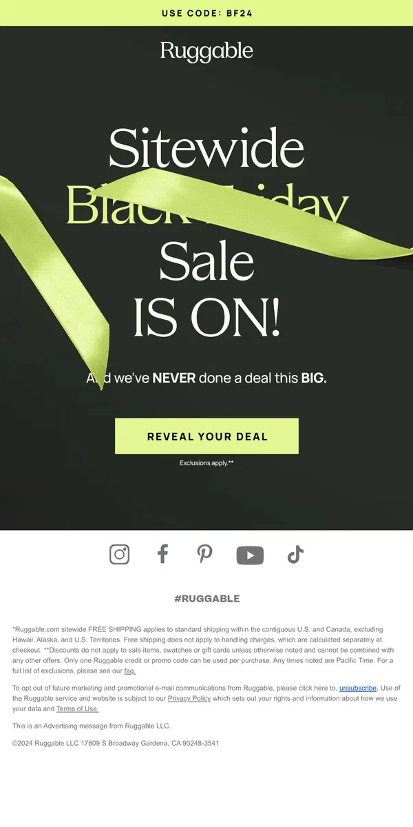 Email from Ruggable. Black Friday is HERE