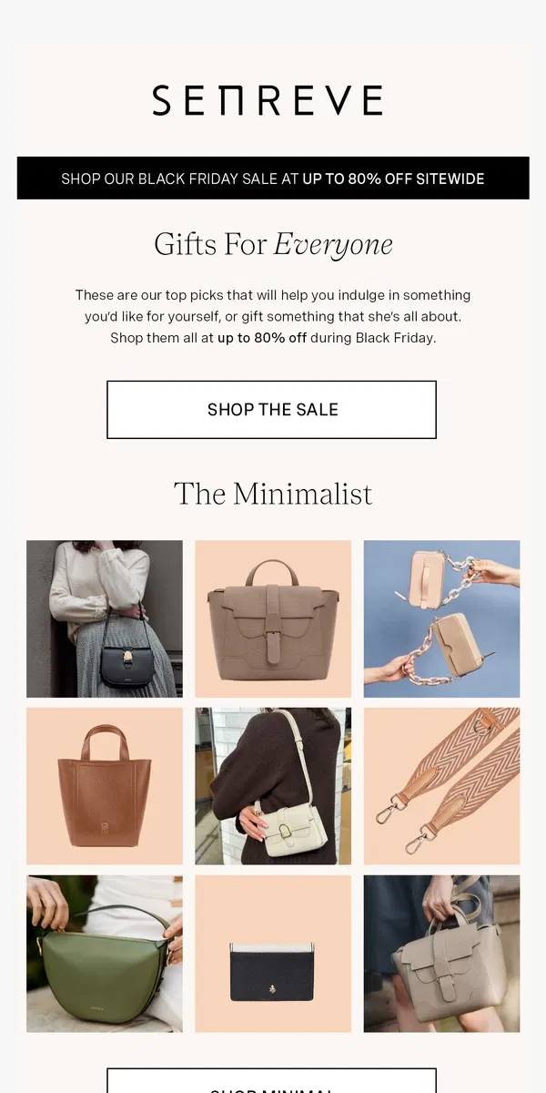 Email from Senreve. Absolutely splurge-worthy gifts