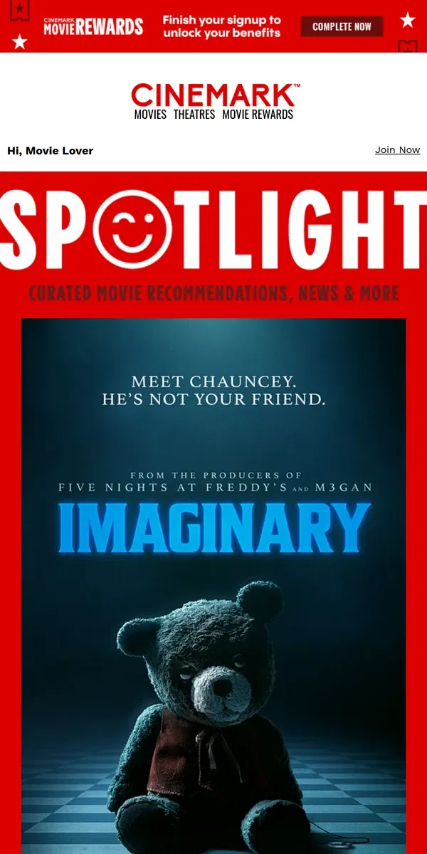 Email from Cinemark. Imaginary — in the SPOTLIGHT