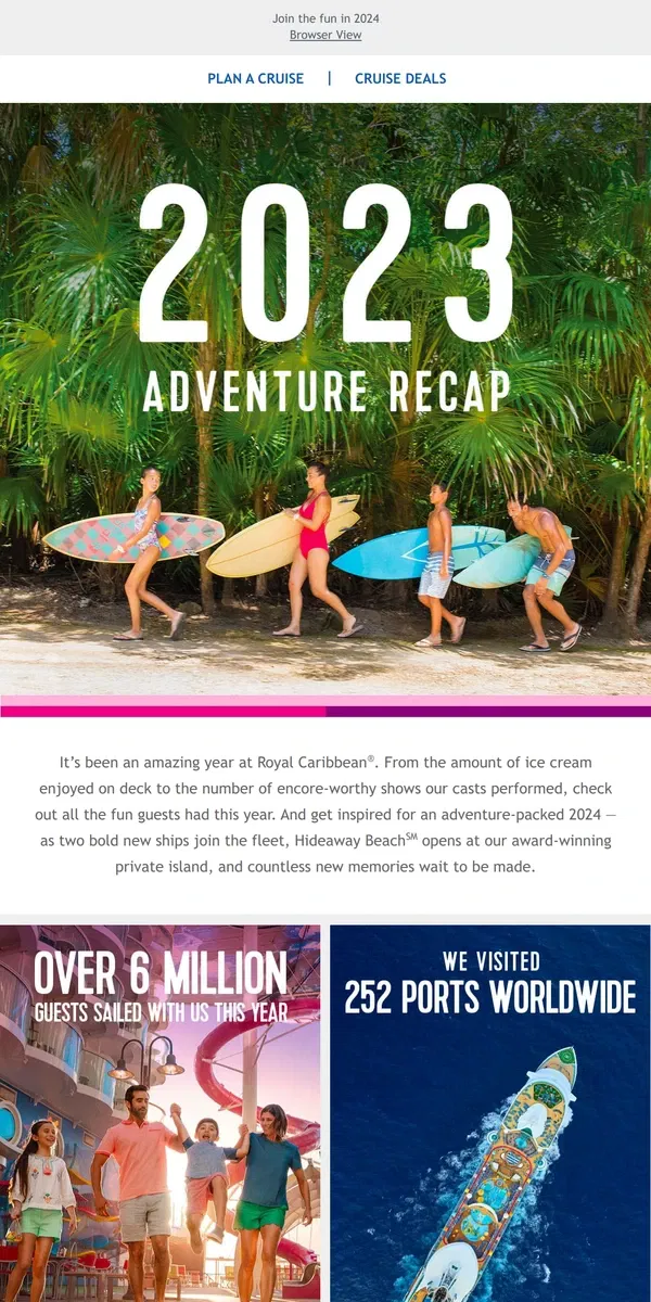 Email from Royal Caribbean. We decked out 2023 in fun facts