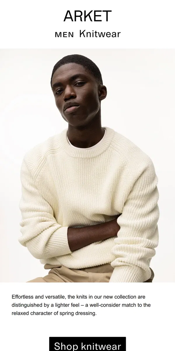 Email from ARKET. New in – Knitwear for spring