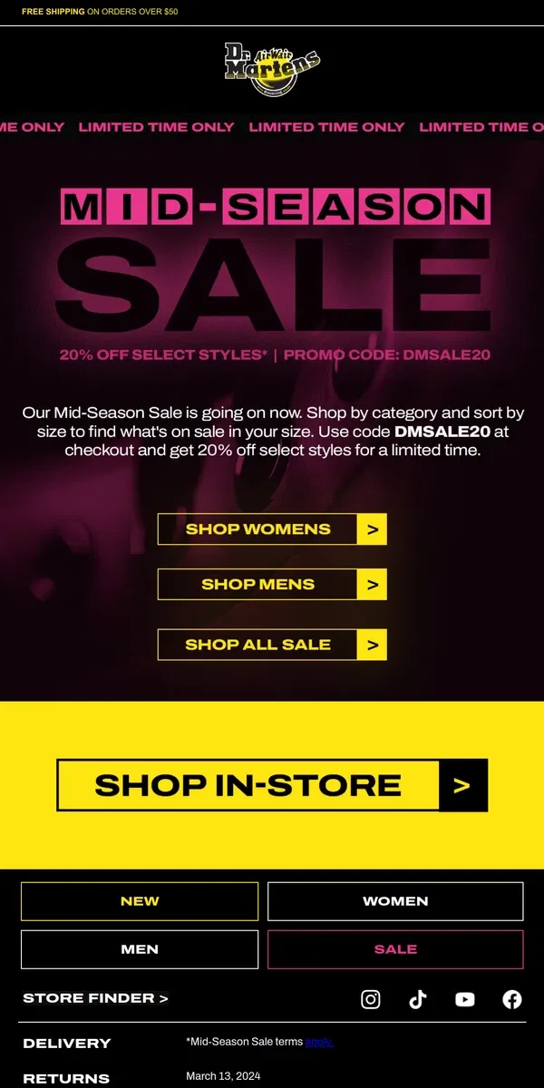 Email from Dr. Martens. Shop our Mid-Season Sale