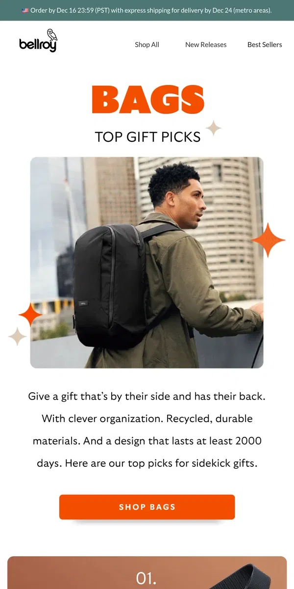 Email from Bellroy. Bags of tricks!